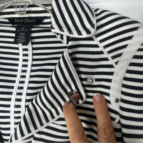 Women’s White & Black Stripped Dress Jacket Size 00 - Picture 3 of 14